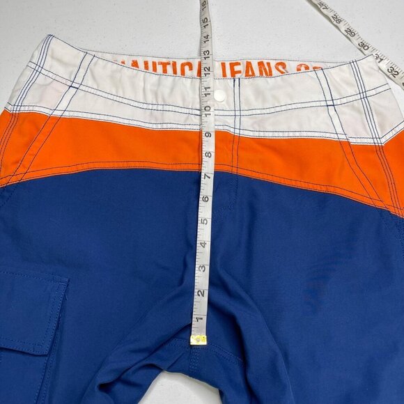 Nautica Retro Colorblock Board Shorts Men's 32 Logo Surf Beach Vacation - Picture 8 of 10